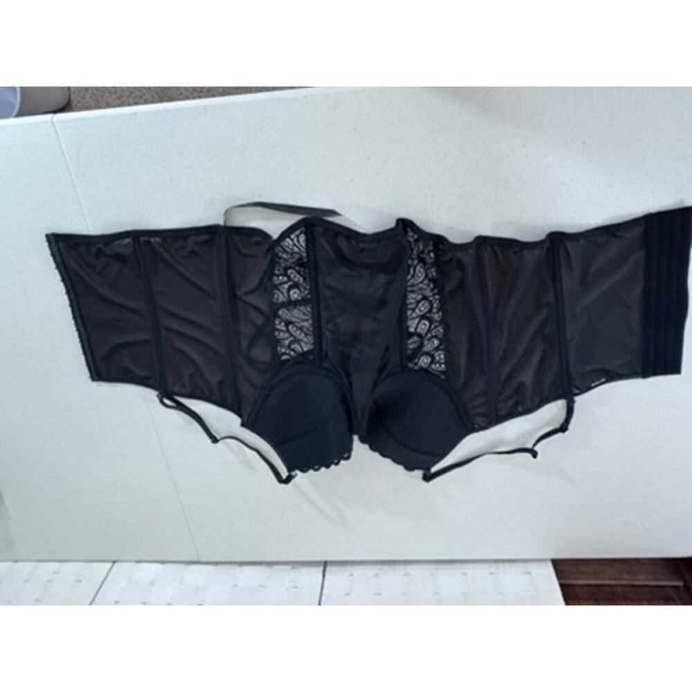 Black Corset,Size 2XL Black Lace, Ribbon Front Tie, Sexy, No Brand Tag, Vampire - Picture 3 of 3
